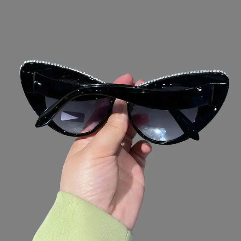 Hand Designed Bejeweled Sunglasses in Oversized Cat Eye Style - Love Salve